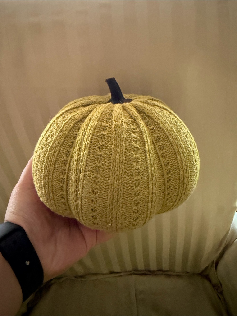 Knit Decorative Pumpkin in Mustard Yellow